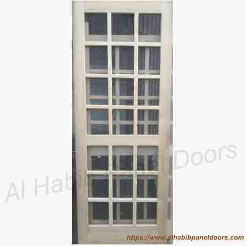This is Kail Wood Mesh Panel Double Door. Code is HPD686. Product of Doors - Beautiful wooden wire mesh door. Available in diyar wood, kail wood, pertal wood. All sizes will be ready on order. Al Habib
