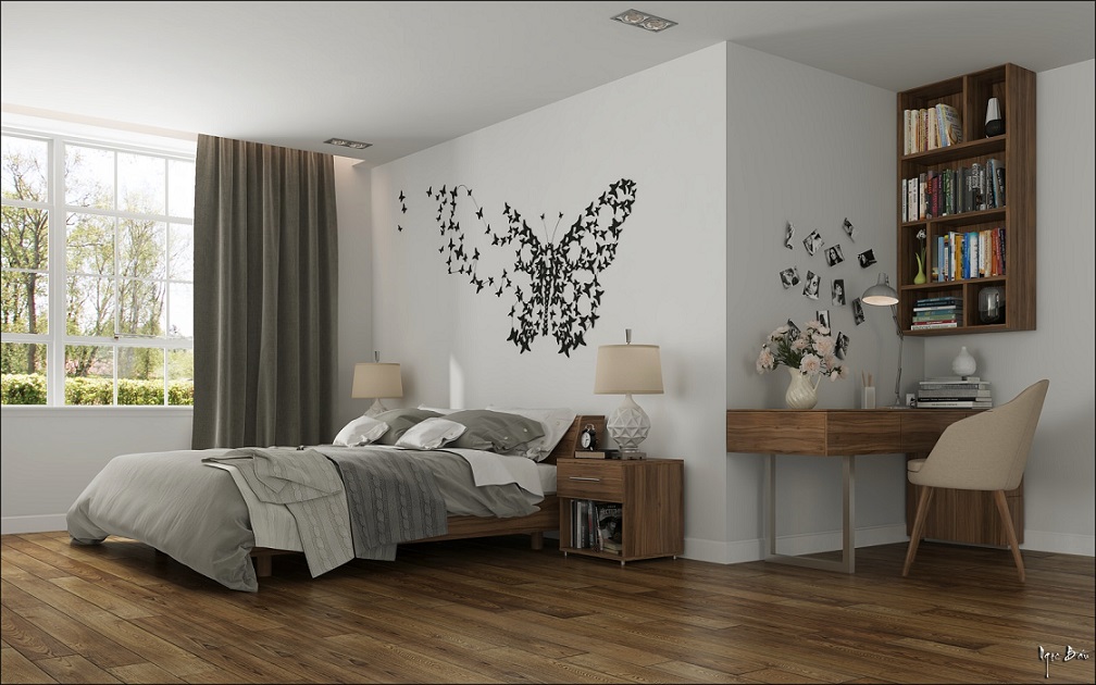Bedroom Butterfly Wallpaper Design
