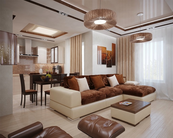Brown Cream Living Room