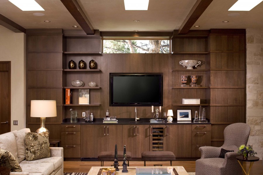Brown Wall Unit and LCD Cabinet Design