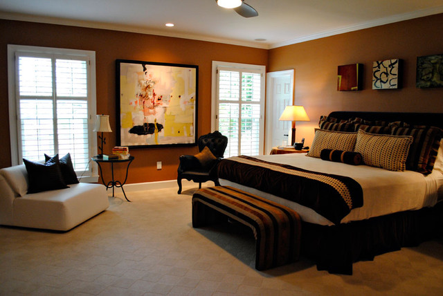 Cream Brown Rust Bedroom Design