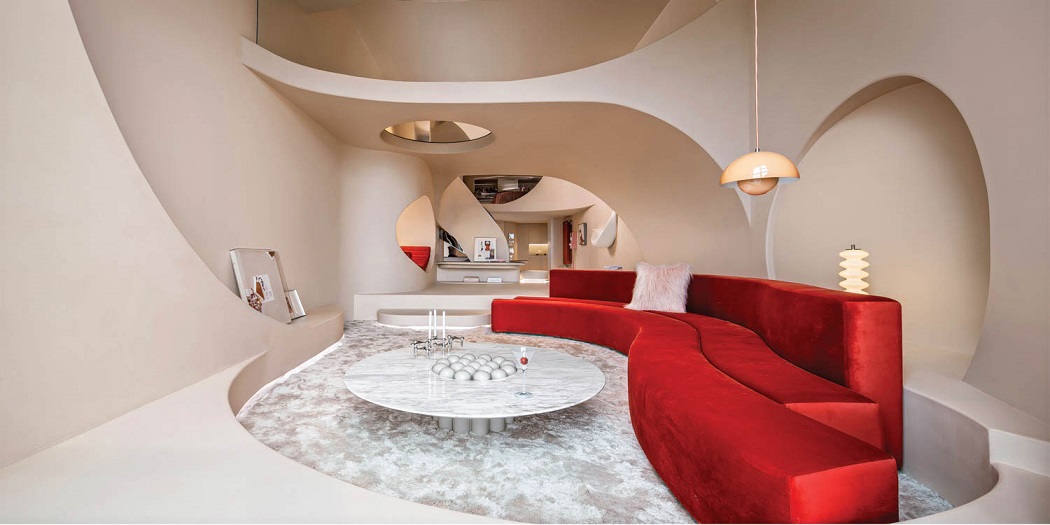 Creative Living Room Red Combination Sofa Interior Idea