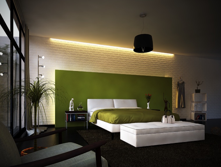 Green White Modern Bedroom
