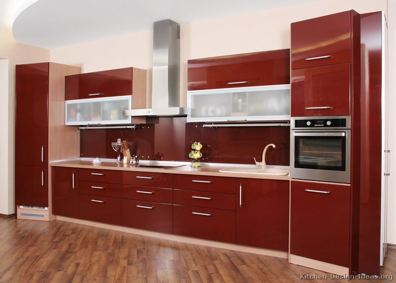 Incredible Red Angled Cabinets