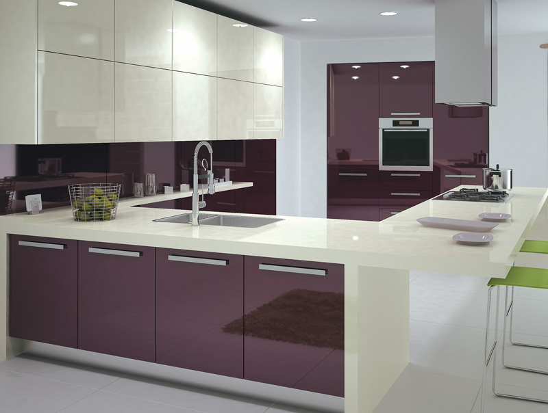 Purple High Glossy Kitchen Design