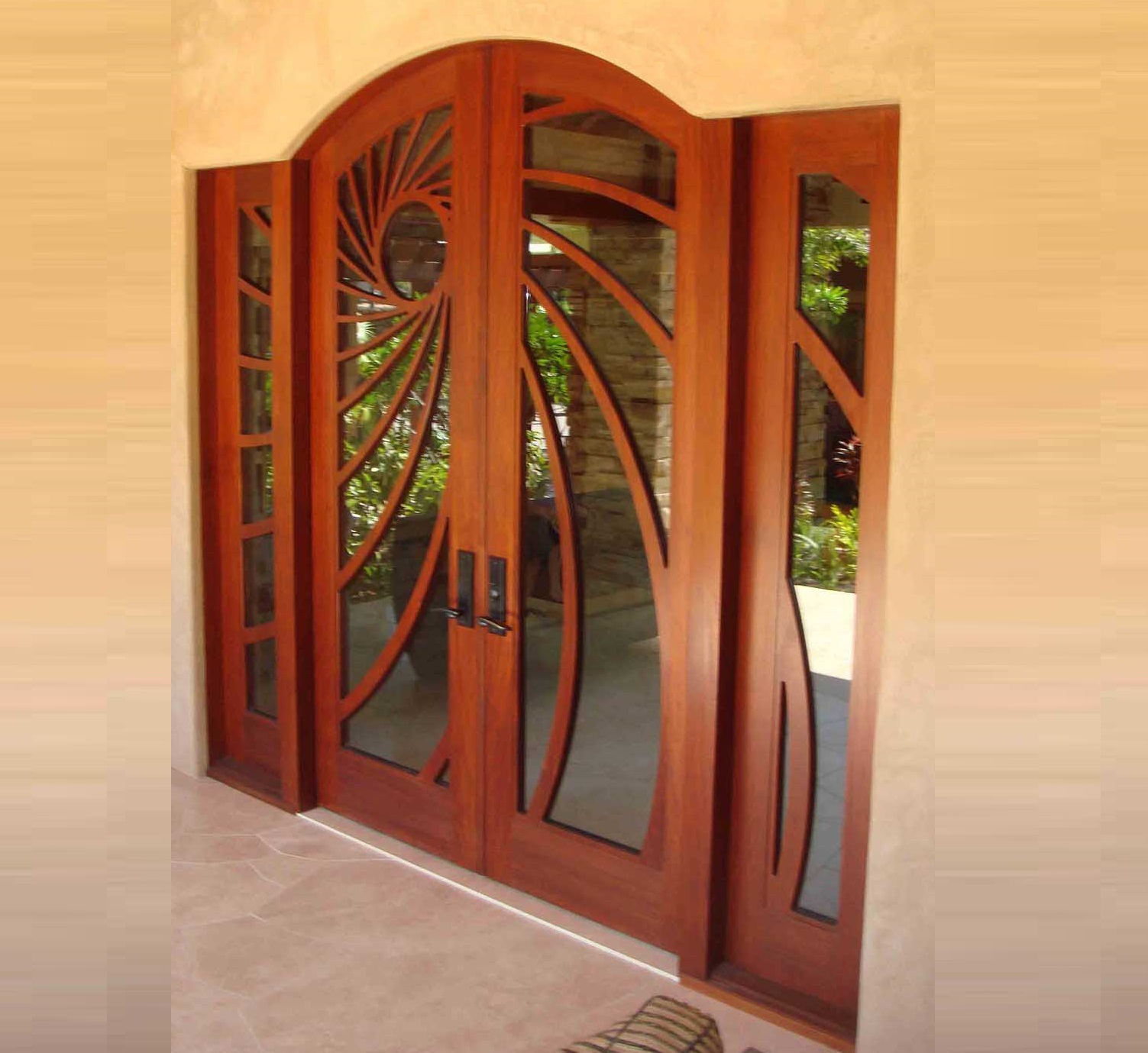 Sagwan Wood Glass Front Door Design
