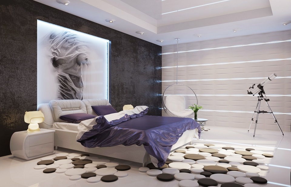 Unique Purple Black Bedroom