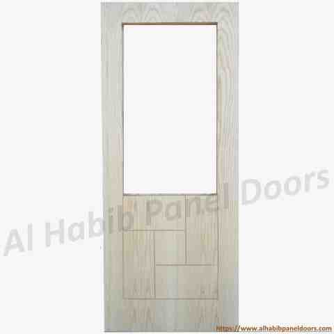 Ash Mdf Kitchen Door With Glass Blocks Design