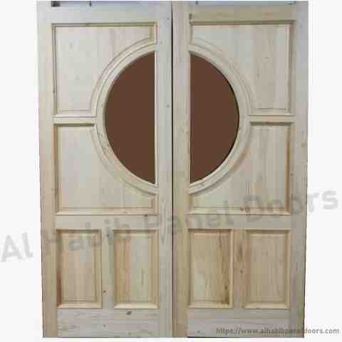 Kail Wood Glass Panel Double Door
