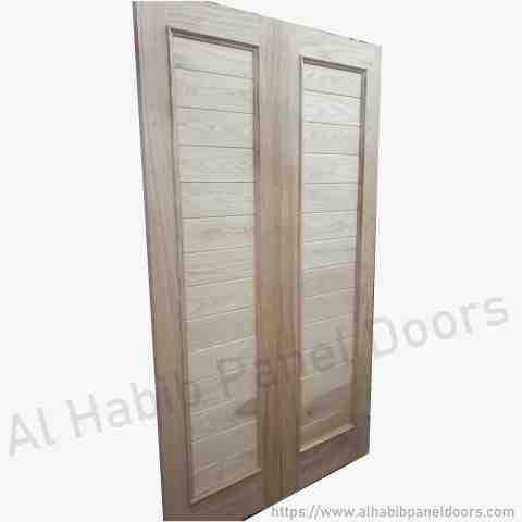 Ash Wood Horizontal Stripes Main Double Door