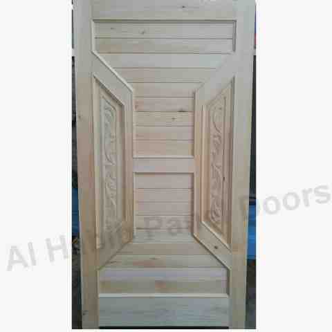 Kail Wood Strips Door With Carving