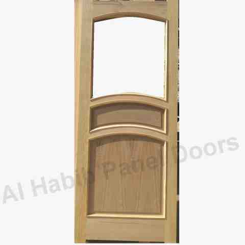 Semi Solid Kail Wood Glass Panel Door