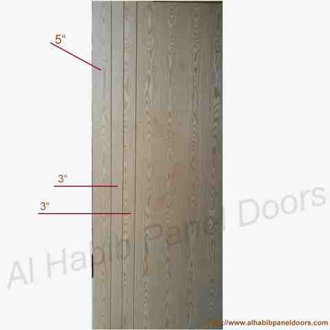 This is Ash Veneer MDF Door Center Grooves Design. Code is HPD654. Product of Doors - Beautiful Ash Lasani door center strips design with hand router. Ash mdf doors are ready on order in all sizes.  Al Habib
